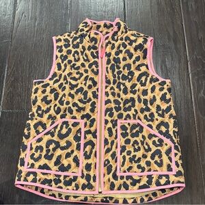 Crewcuts Animal Print Vest with Pink trim